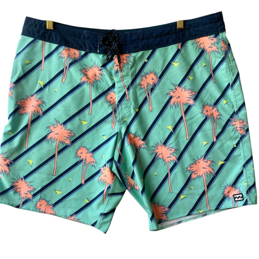 Billabong Sundays Swim Trunks Mens Size 40 Palm Trees Board Shorts Bathing Suit